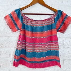 dRA Anthropologie Dra Los Angeles Womens Off Shoulder Striped Top Blouse Size S